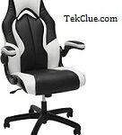 OFM ESS Collection High-Back Racing Style Bonded Leather Gaming Chair, in White