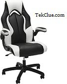 OFM ESS Collection High-Back Racing Style Bonded Leather Gaming Chair, in White